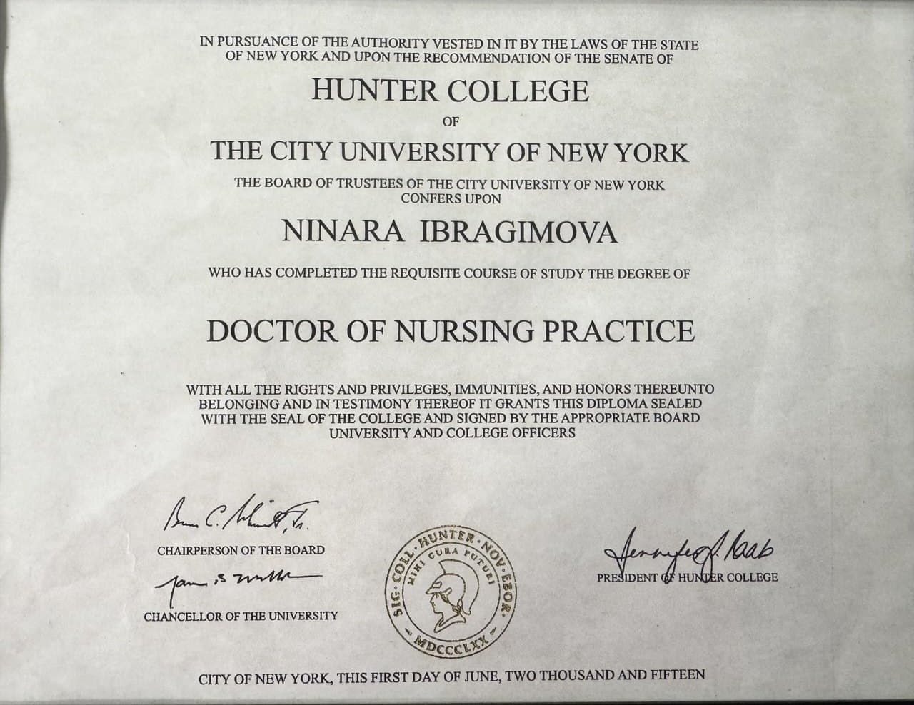 Doctor of Nursing Practice · Hunter College · 2015